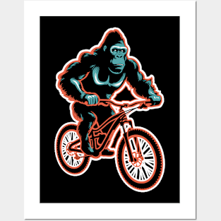 Gorilla Biker Mountain Biker E-Biker Cycling Posters and Art